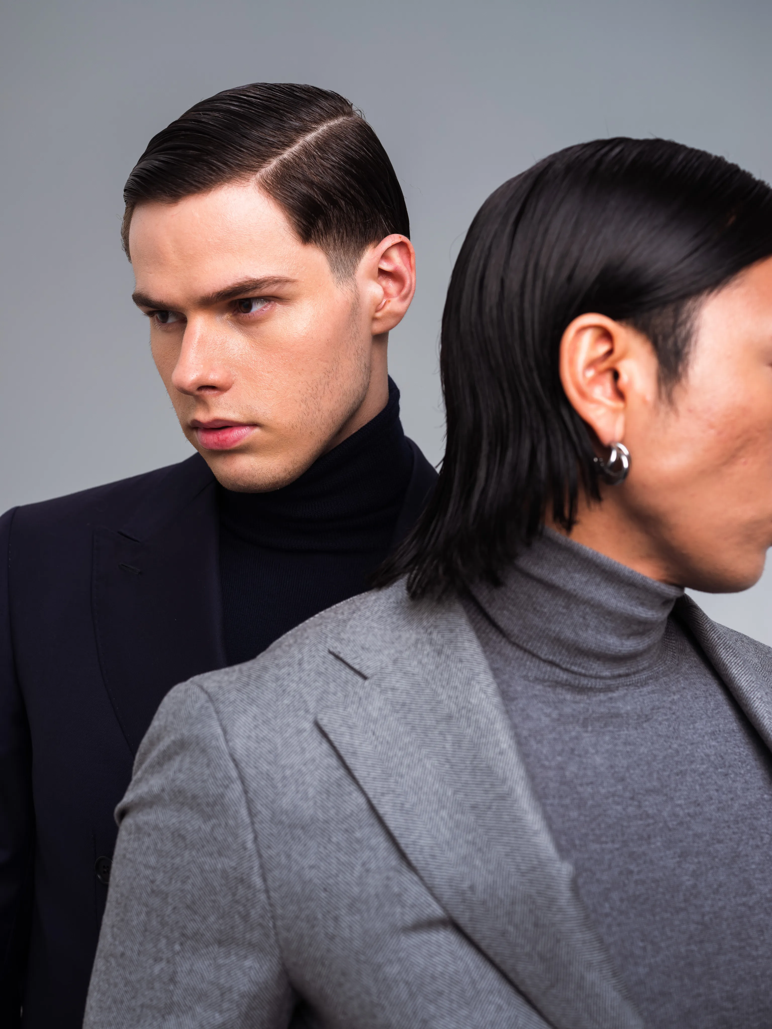 Men's hairstyling done in studio