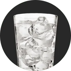 Glass of still water with ice