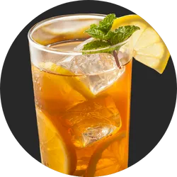 Glass of Lipton Ice Tea with lemon and mint